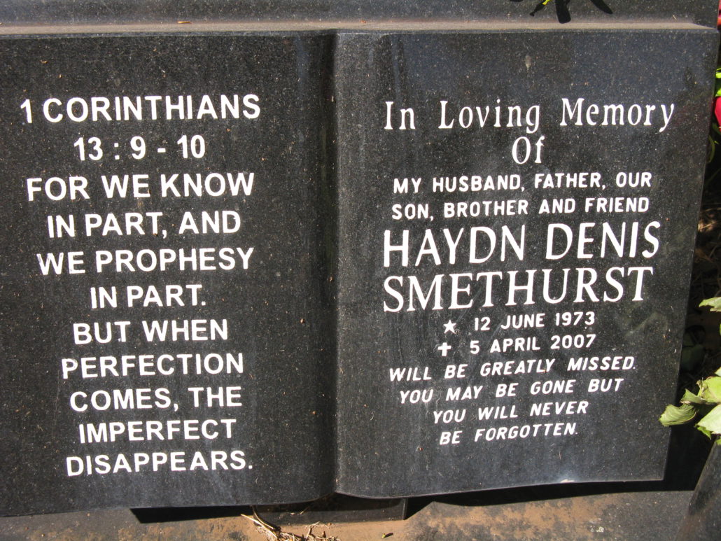 Haydn Smethurst memorial plaque